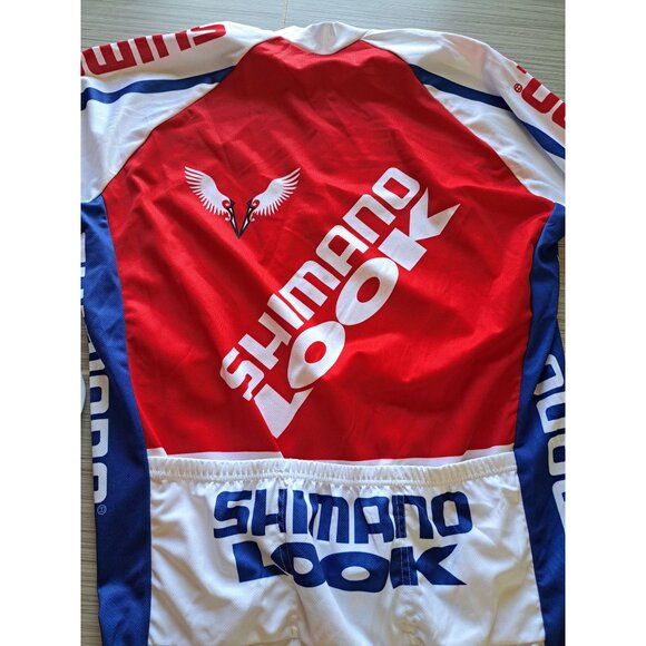 Shimano Look Classique Long-Sleeve Cycling Jersey XXL Red/White/Blue Men's - Picture 3 of 7